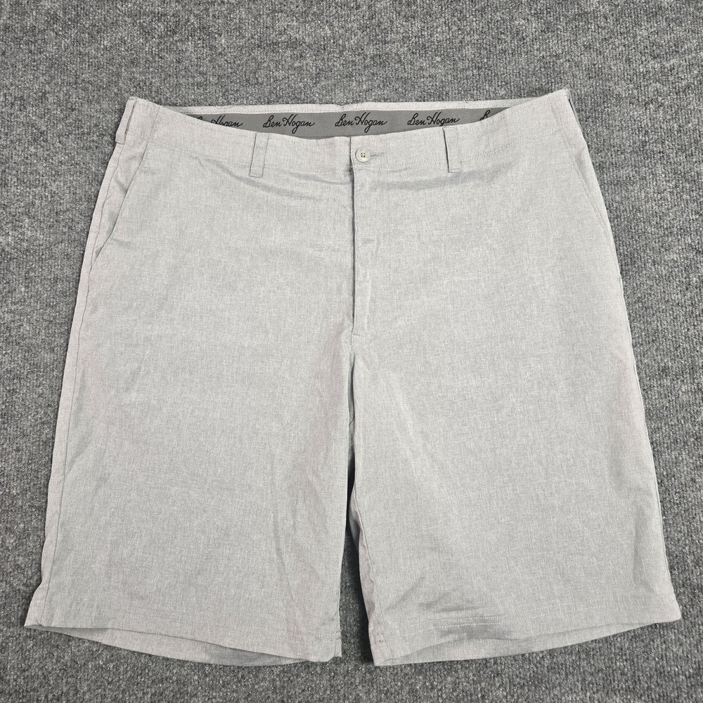 Ben Hogan Performance Flat Front Active Flex Waistband Golf Shorts 40 Gray
